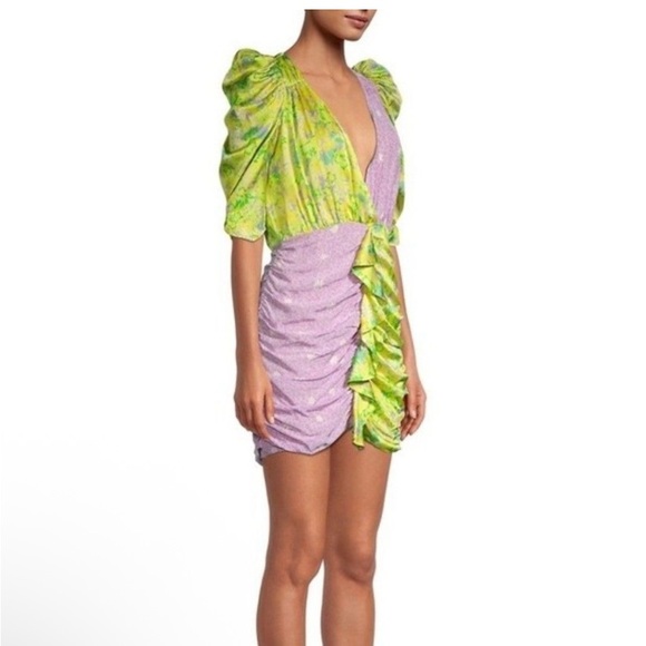 Vibrant Green and Purple Women's Dress - Picture 1 of 5